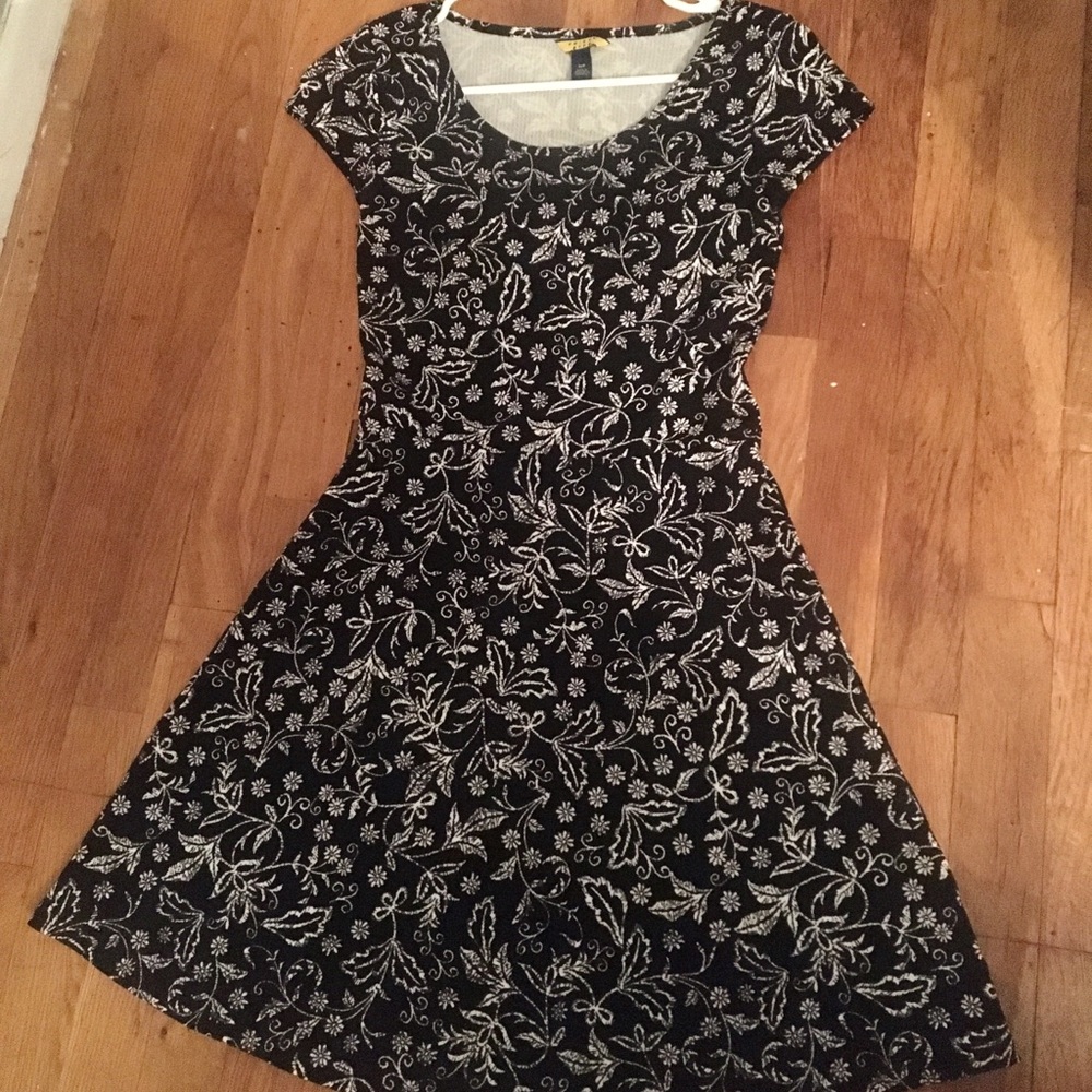 Black and white floral skater dress